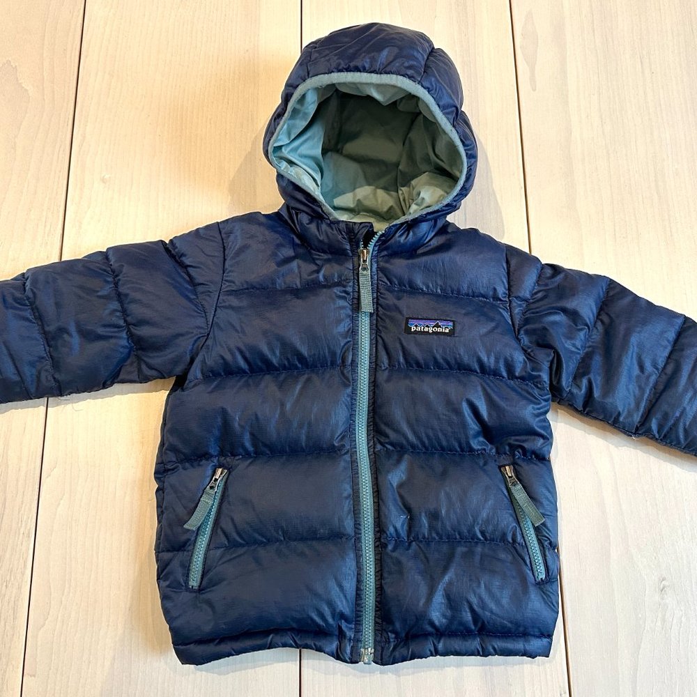 Patagonia Baby Hi-Loft Down Sweater Hoody Boys Size 2T Down Coat Puffer